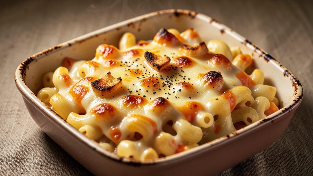 Emeril Lagasse's Baked Macaroni and Cheese Recipe: Crispy Breadcrumbs Over Ultra Velvety Swirls