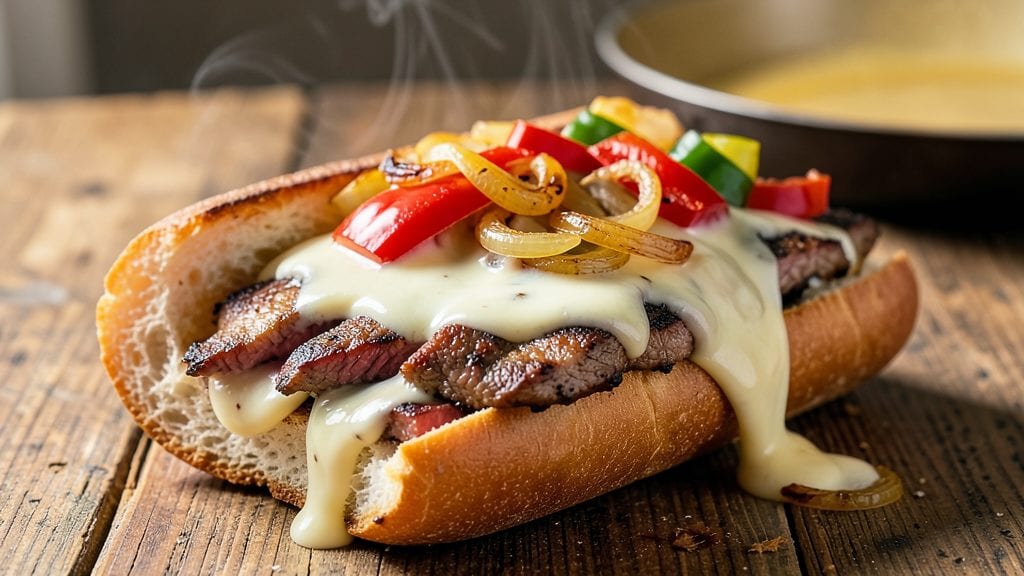 Philly Cheese Steak Recipe: Sizzling Thin-Sliced Beef with Whiz-Style Cheese Magic